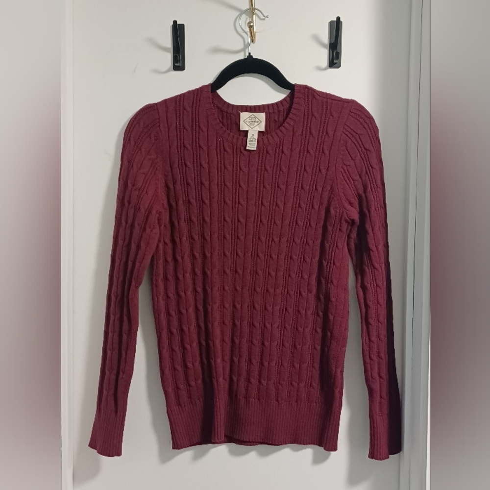 St. John's Bay Red Cable Knit Crew Neck Sweater